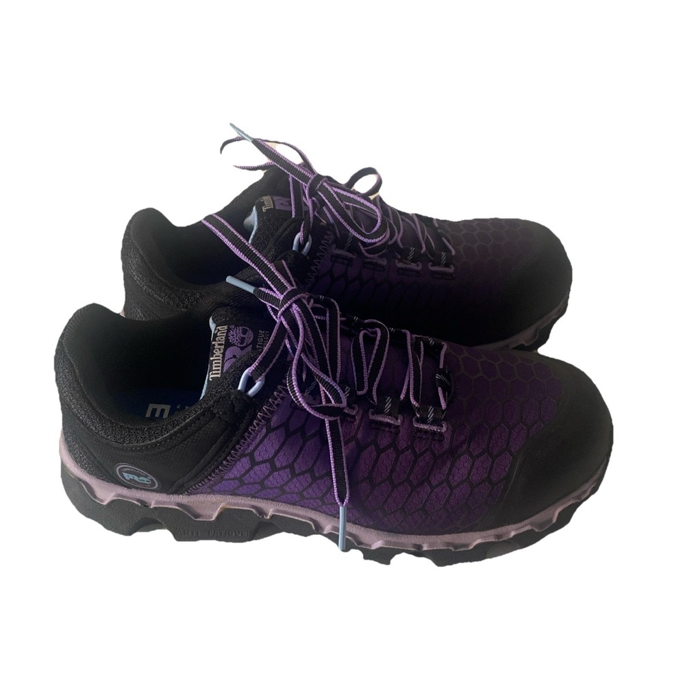 Timberland PRO Black & Purple Powertrain Sport Women's Alloy-Toe Work Shoes 8.5M